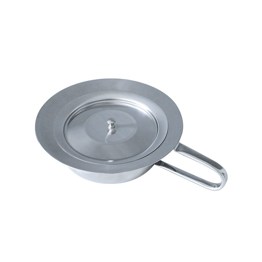 Stechbecken mit Hohlgriff und Deckel